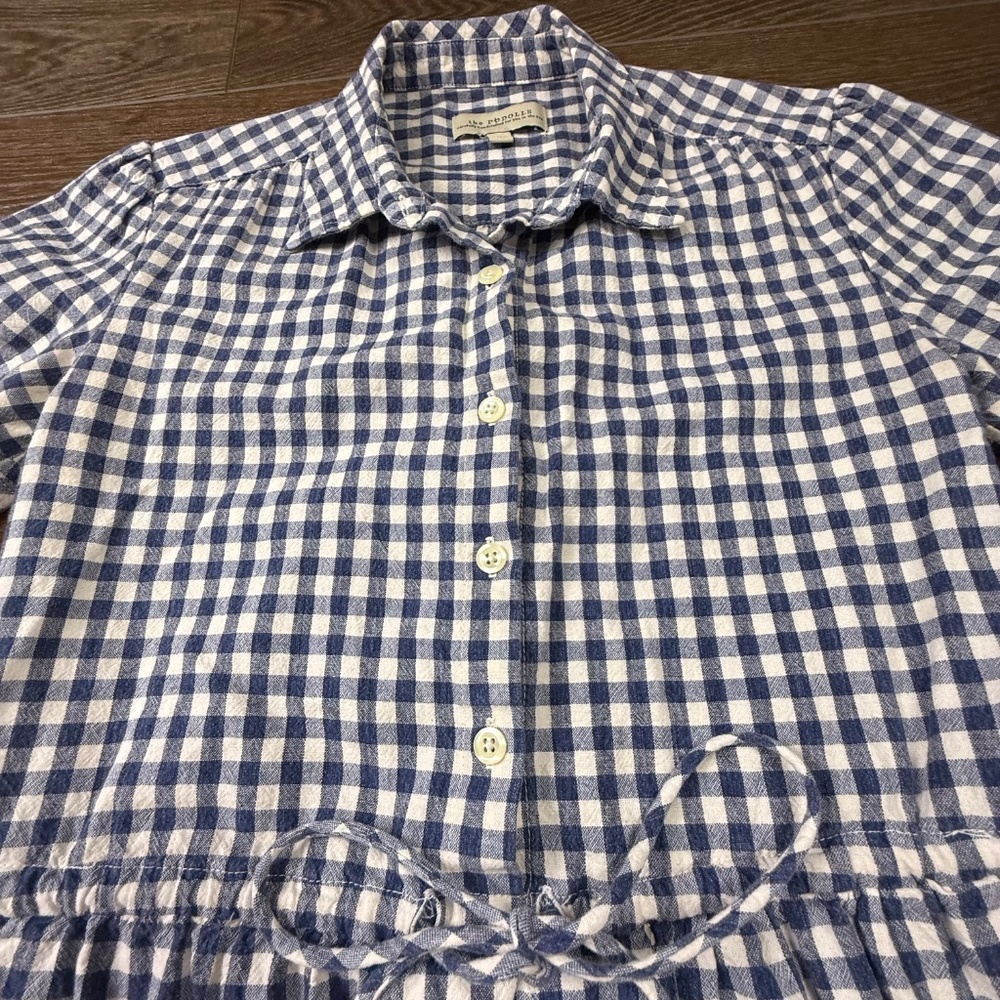 Anthropologie The Podolls Gingham Short Sleeve Shirt Dress, Tie Front, Size XS - Picture 9 of 13